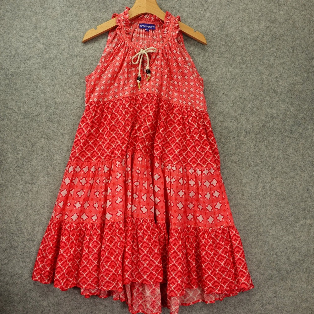 Coquette Festival Midi Dress Womens XS Pink Tassel Tiered Cottagecore Ros Garden